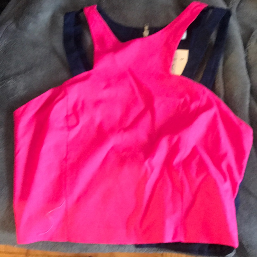 Jealous tomato crop top pink/blue NWT SZ S